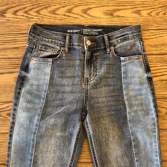 Old Navy | Perfect Straight Two Tone Jeans - Size 0 - Picture 2 of 8
